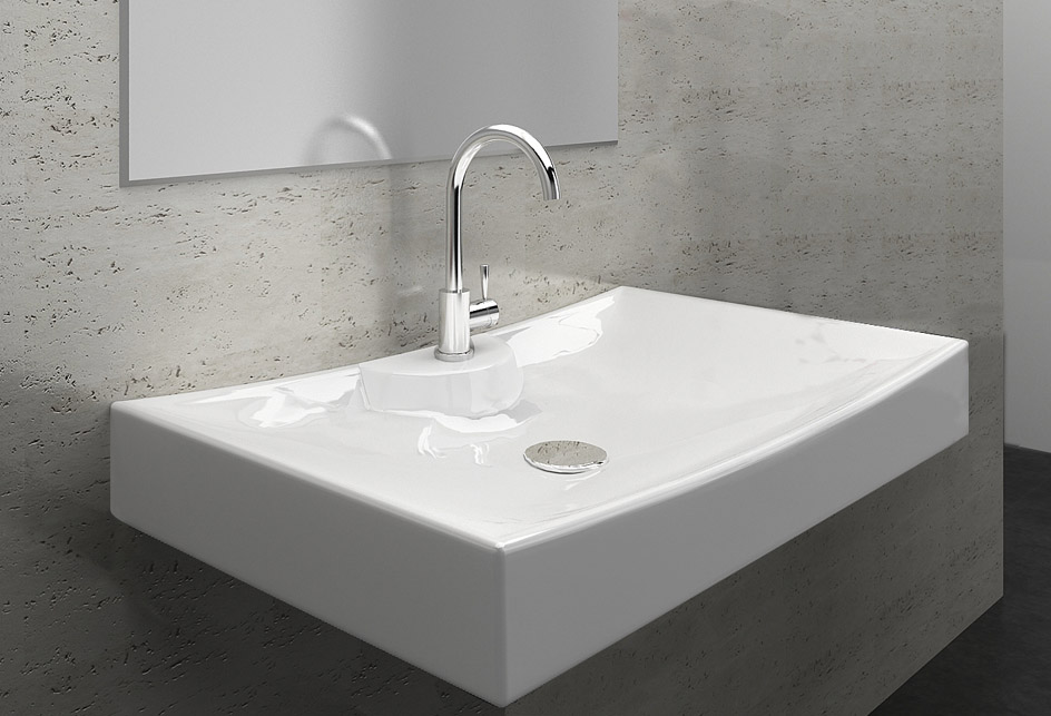 Waschtisch Keramik DESIGN WASCHTISCH TOP 4145D Waschbecken weiß | eBay