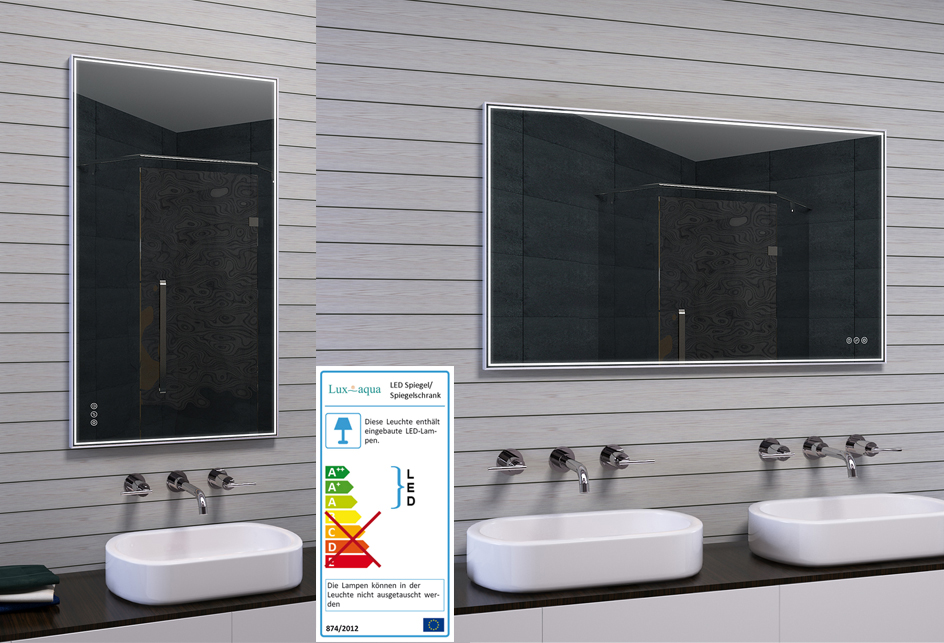 www.lux-aqua.de - Lux-aqua Design badspiegel mit Rahmen gebürstetem