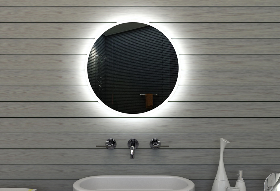 Wand Bad Licht Badezimmer Spiegel mit lichtleitendem Acryl-Rahmen 60cm