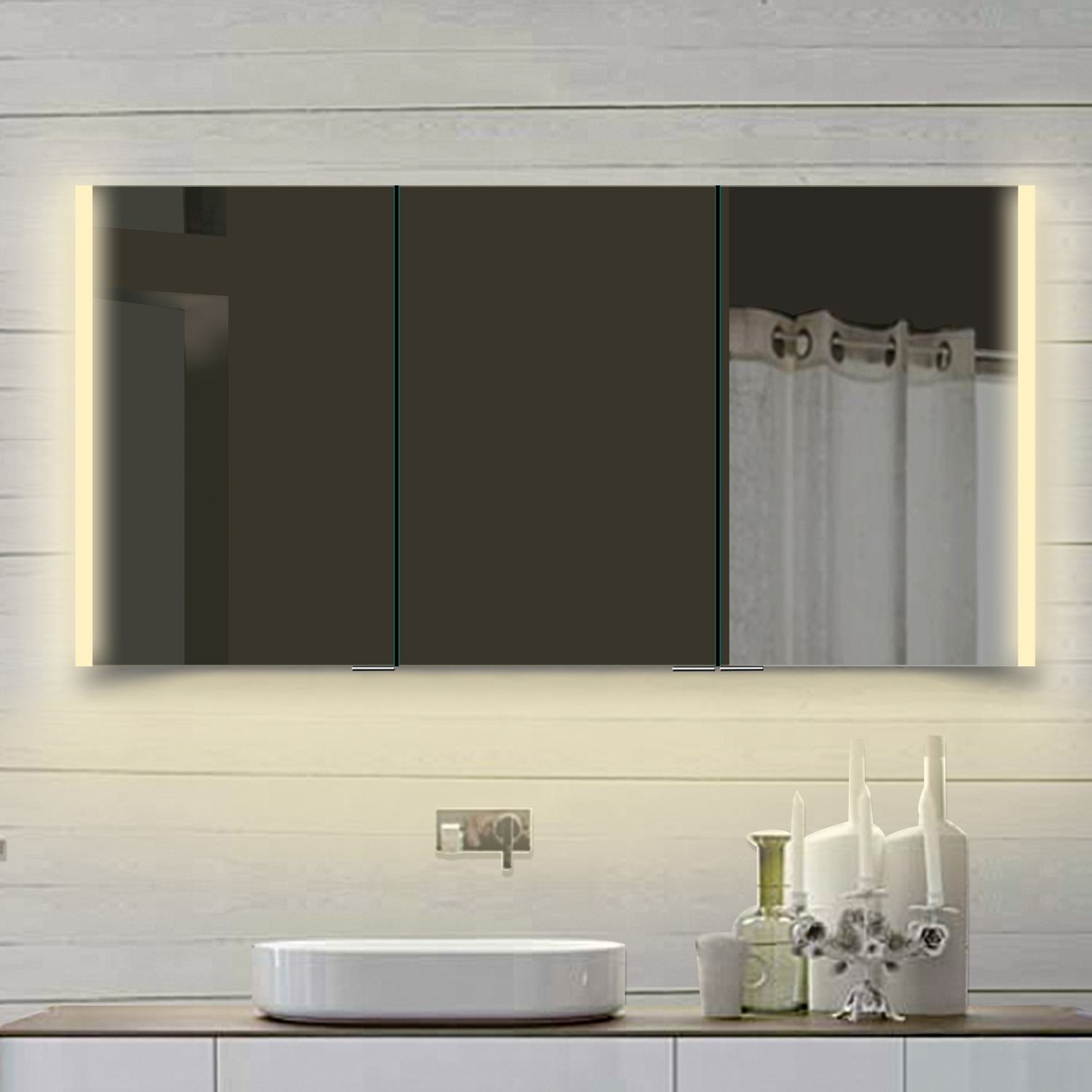 www.lux-aqua.de - Lux-aqua Aluminium badezimmer Spiegelschrank mit Led