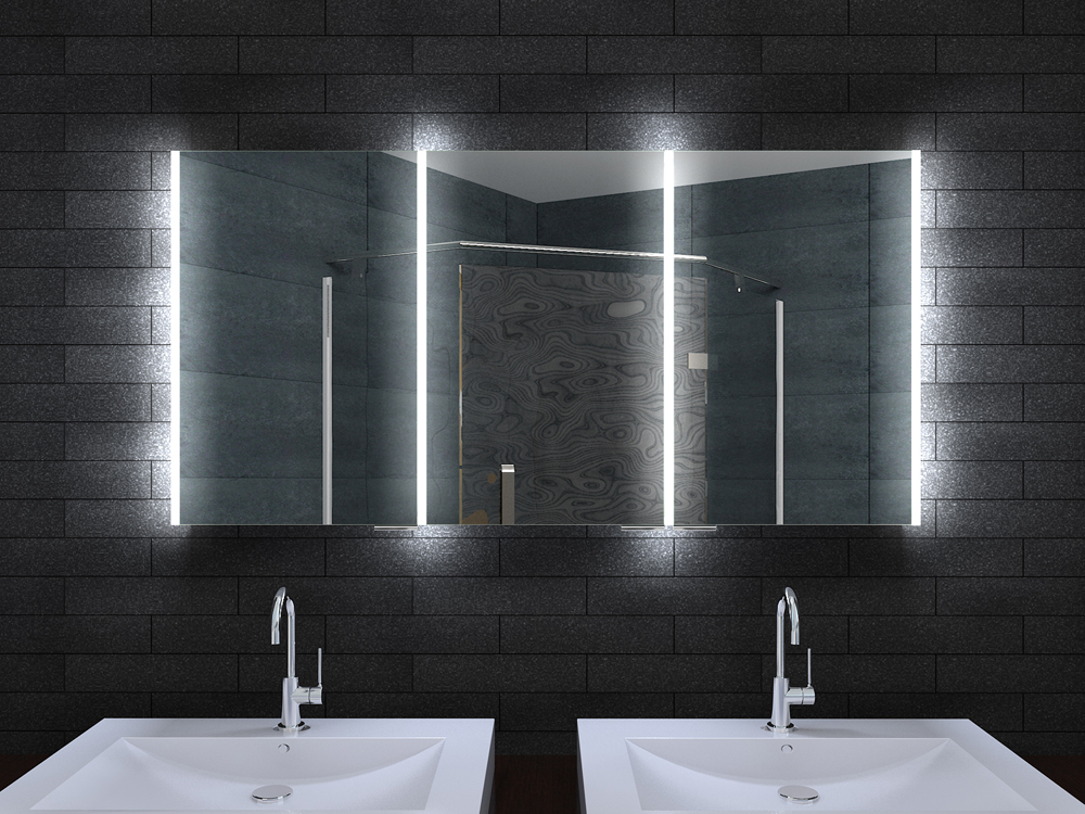 www.lux-aqua.de - Alu Badschrank badezimmer spiegelschrank bad LED Beleuchtung 140x70cm MLA14700