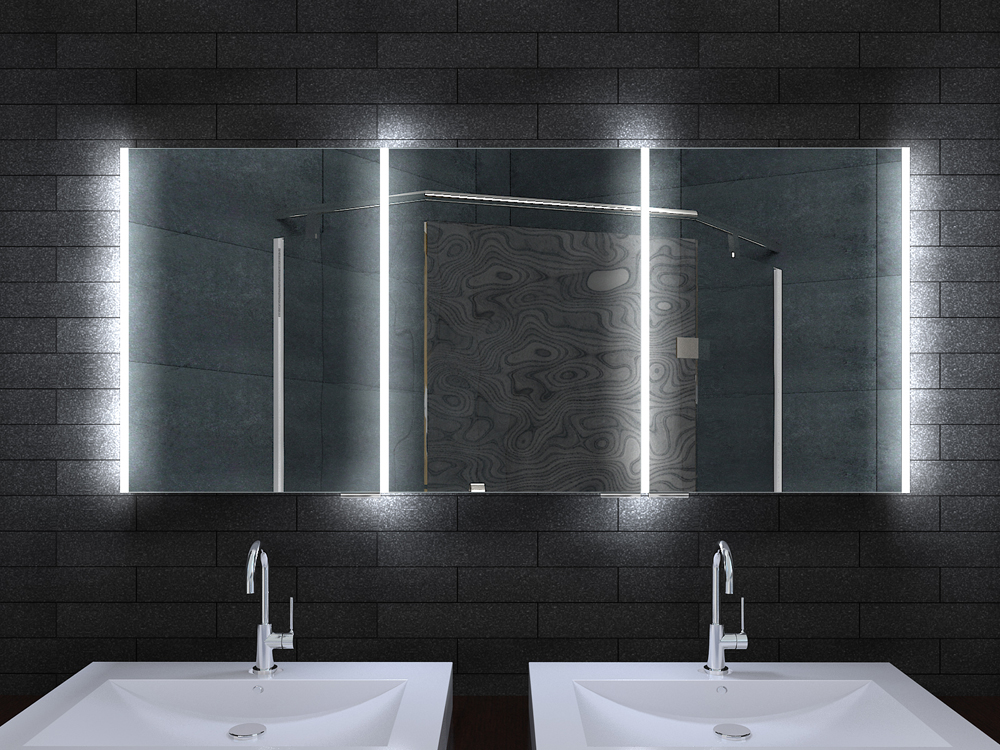 www.lux-aqua.de - Alu Badschrank badezimmer spiegelschrank bad LED Beleuchtung 160x70cm MLA16700