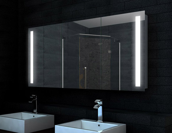 www.lux-aqua.de - Aluminium LED Beleuchtung Badezimmer Spiegelschrank