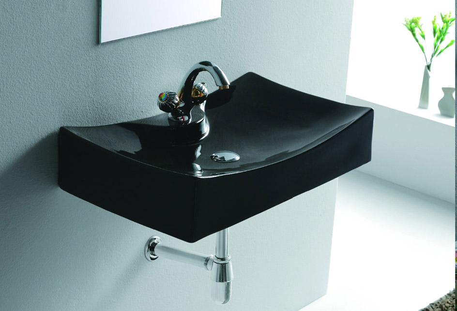 lux-aqua schwarz eckig Wand Hänge waschbecken waschtisch Wandmontage