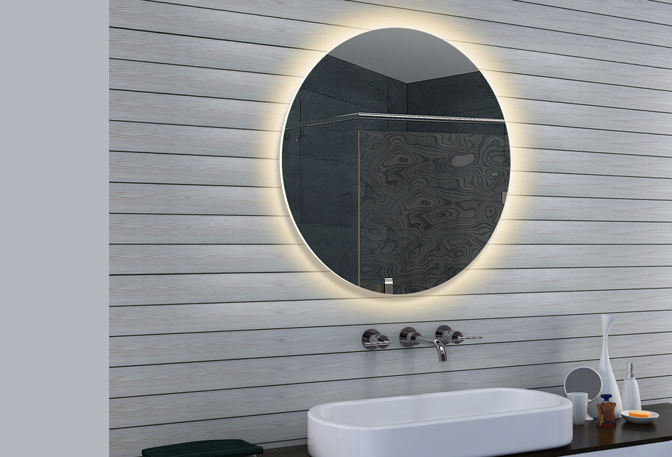 www.lux-aqua.de - rund LED Beleuchtung Neutralweiß Badezimmerspiegel MLE60