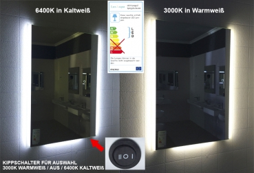 Preview: Design LED Beleuchtung Badspiegel mit Schalter SPS100X72DP