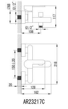 Lux-aqua  Design Einhebel- Badewannarmatur AR23217C