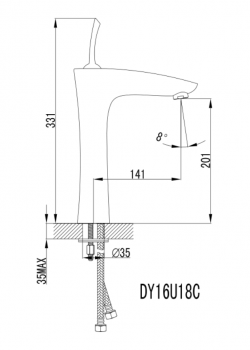 Preview: Lux-aqua Design Einhand-Waschtischarmatur hoch DY16U18C