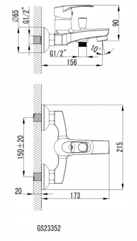 Design Einhebel-Badewannarmatur mit Wanneneinlauf GS23352C