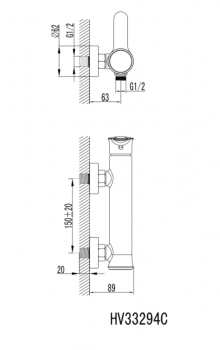 Aufputz Einhebel-Brausebatterie  HV33294C