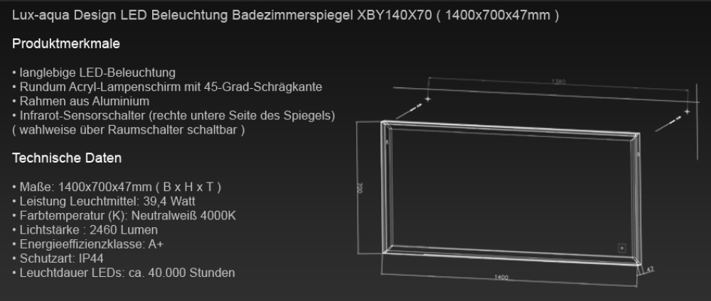 Rund LED Beleuchtung Badezimmerspiegel MLE6602 60x60cm