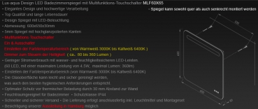 LED Beleuchtung  Badezimmerspiegel mit Touch dimmbar MLF60x65