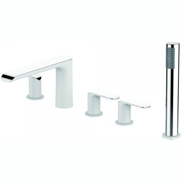 Design Weiß & Chrom 5-Loch-Wannenrandarmatur 28F31GV1JW