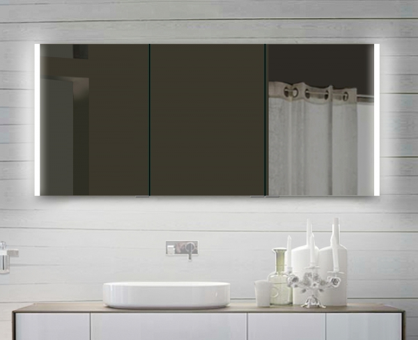 Design Aluminium LED Kalt- / Warmweiß Badezimmer Spiegelschrank LLC160X70DP
