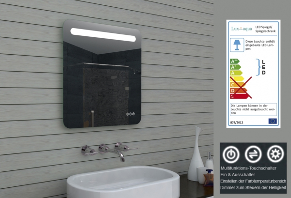 LED Beleuchtung  Badezimmerspiegel mit Touch dimmbar MLF60x65
