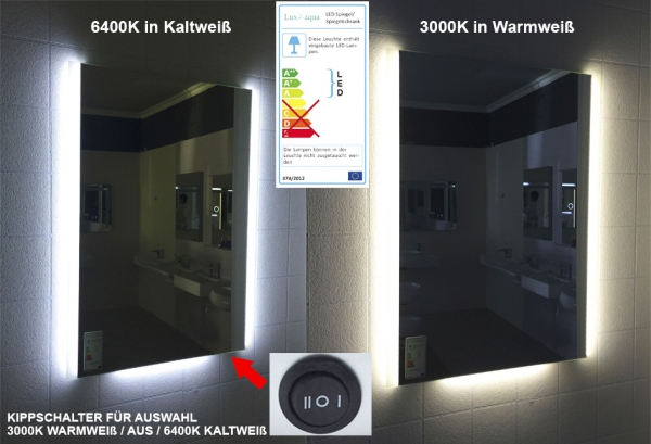 Design LED Beleuchtung Badspiegel mit Schalter SPS100X72DP